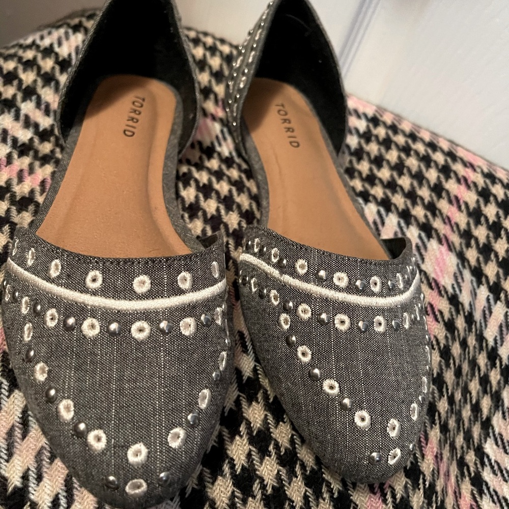 Denim Flat with chrome studs